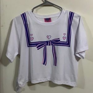 NWOT Pastel Sailor School Girl Crop Top